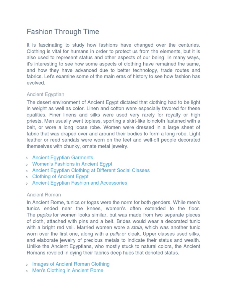 Fashion Through Time Pdf Clothing Fashion