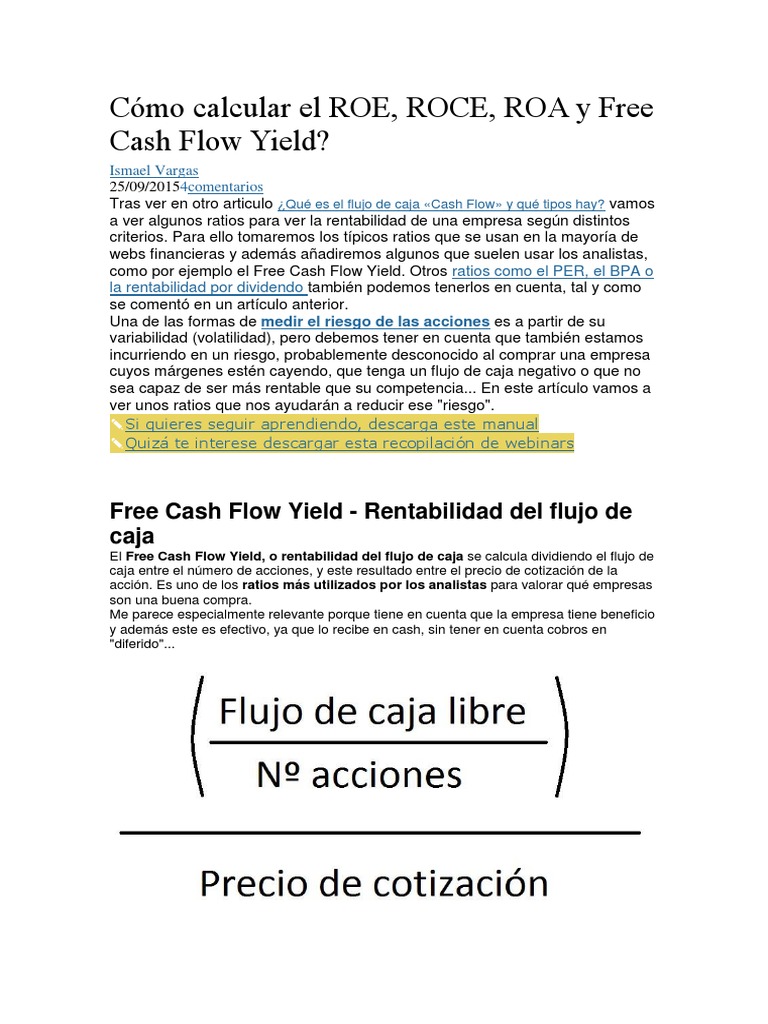 Cómo calcular ROE y ROA en finanzas | PDF | Rentabilidad sobre recursos ...