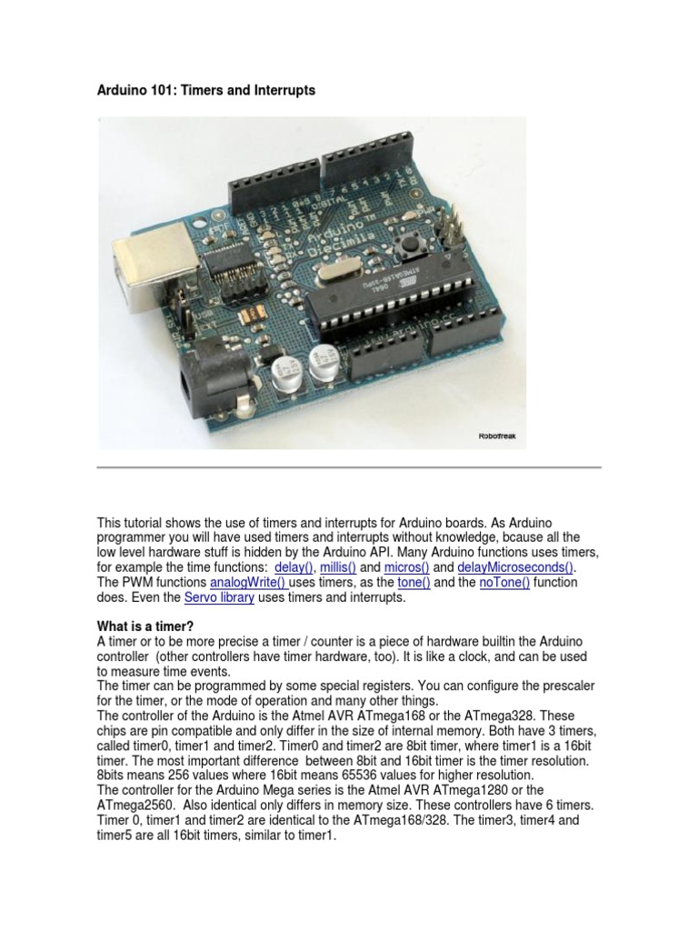 Arduino Timer and Interrup | PDF | Electrical Engineering | Computer ...