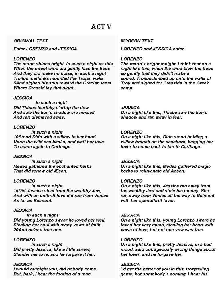 Merchant of Venice Act 5 | PDF | The Merchant Of Venice