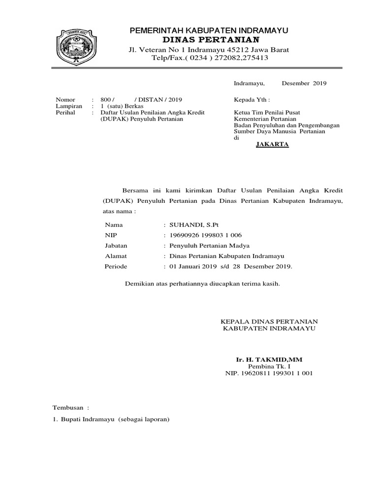 Surat Pengantar Dupak Pdf