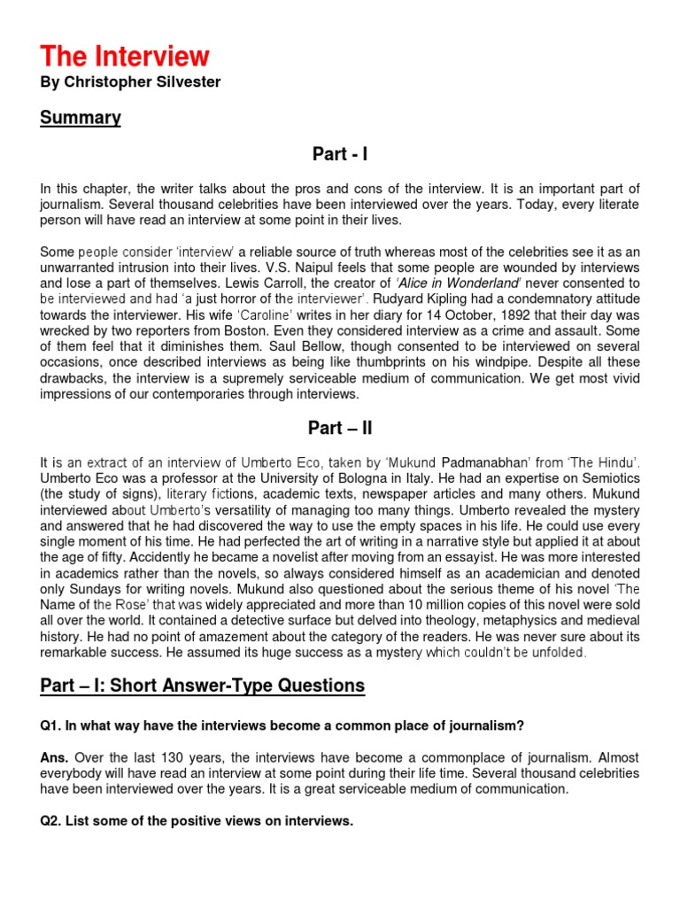 The Interview | PDF | Novels