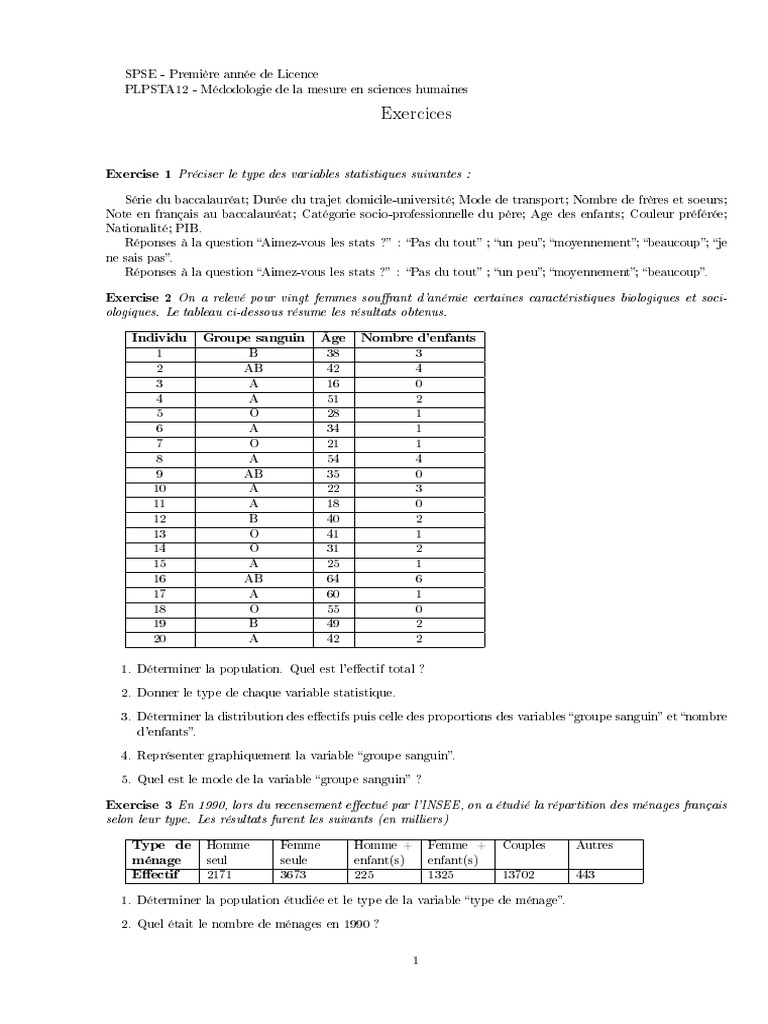 Analyse des Variables Statistiques | PDF | Écart type | Moyenne