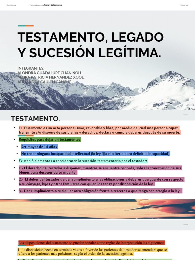 Testamento, Legado y Sucesión Legitima. | PDF | Herencia | Legado