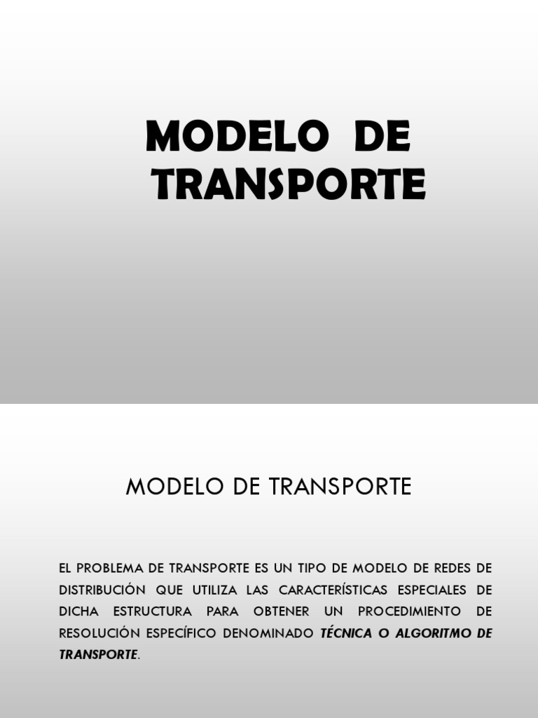 Modelo de Transporte en Programación Lineal | PDF | Transporte | Algoritmos