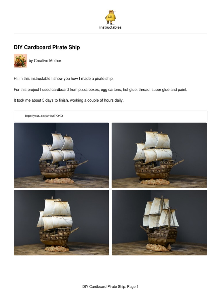 DIY Cardboard Pirate Ship PDF | PDF | Paperboard | Art Media
