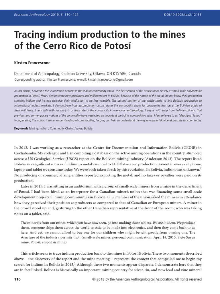 Francescone - Tracing Indium Production To The Mines of The Cerro Rico ...