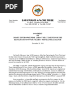 Official Response From San Carlos Apache Tribe To Resolution Copper Mine DEIS