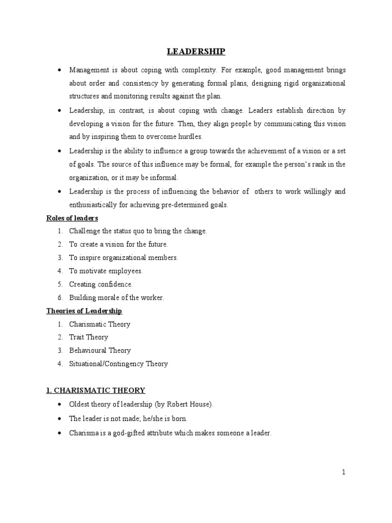 Leadership Charisma Leadership