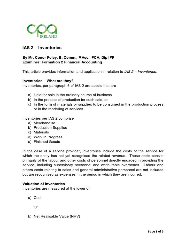 Inventories IAS2 | PDF | Inventory | Cost