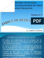 Práctica No 2 - ÍNDICE DE REFRACCIÓN (MÉTODO ASTM D-1218)