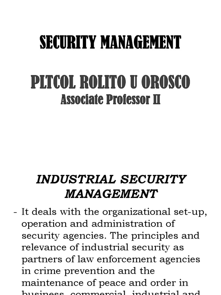 Security Management Pdf Classified Information Physical Security