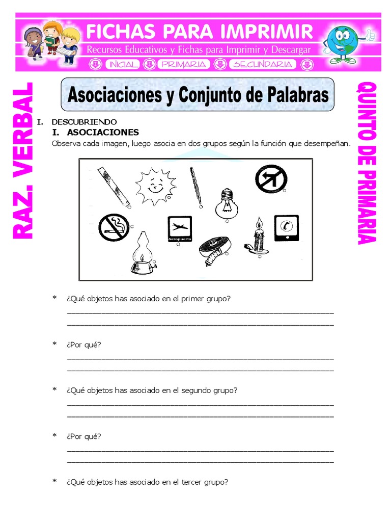 Asociacion De Palabras Para Quinto De Primaria Naturaleza