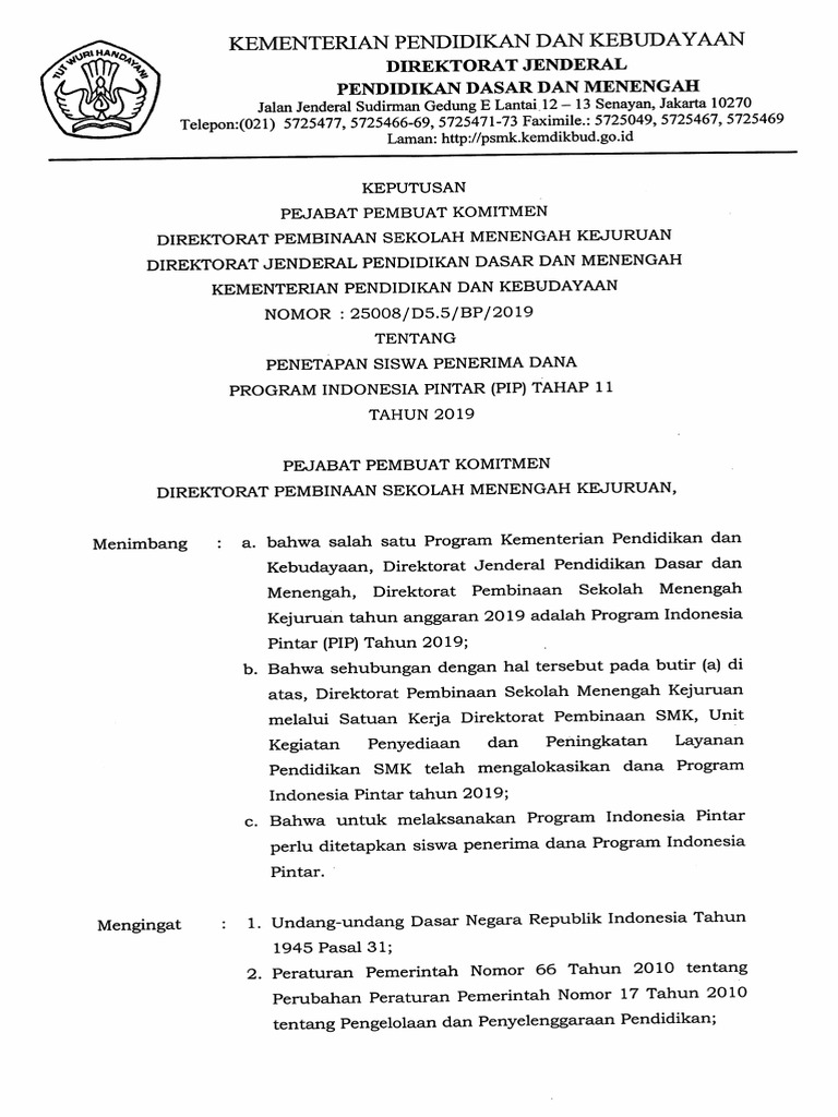 Sk Pip Angkatan 11 Tahun 2019 Pdf