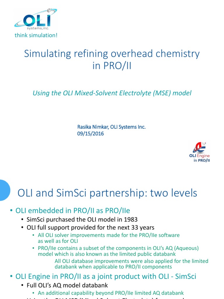 OLI Model for Refinery Overhead Chemistry | PDF | Phase (Matter ...