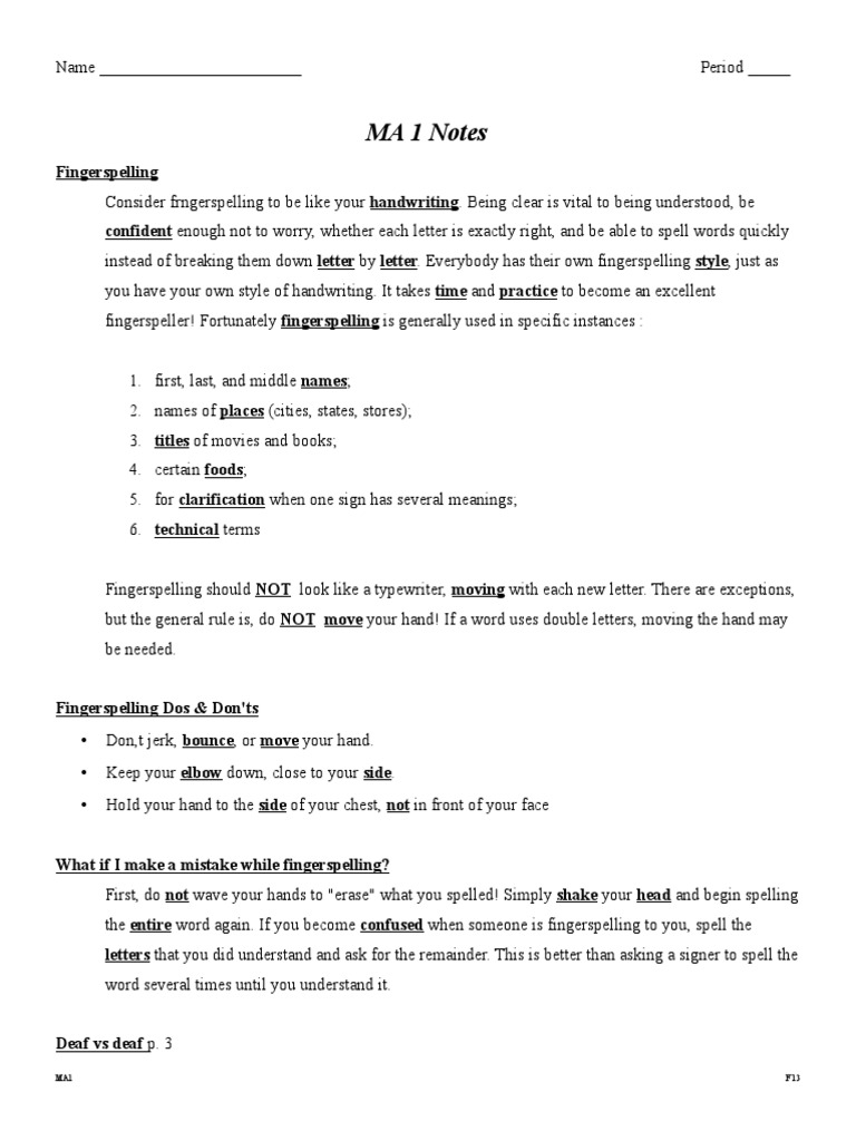 Ma1 Notes Key | PDF | Sign Language | American Sign Language