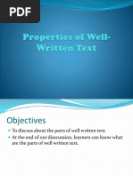 Properties of Well-Written Text