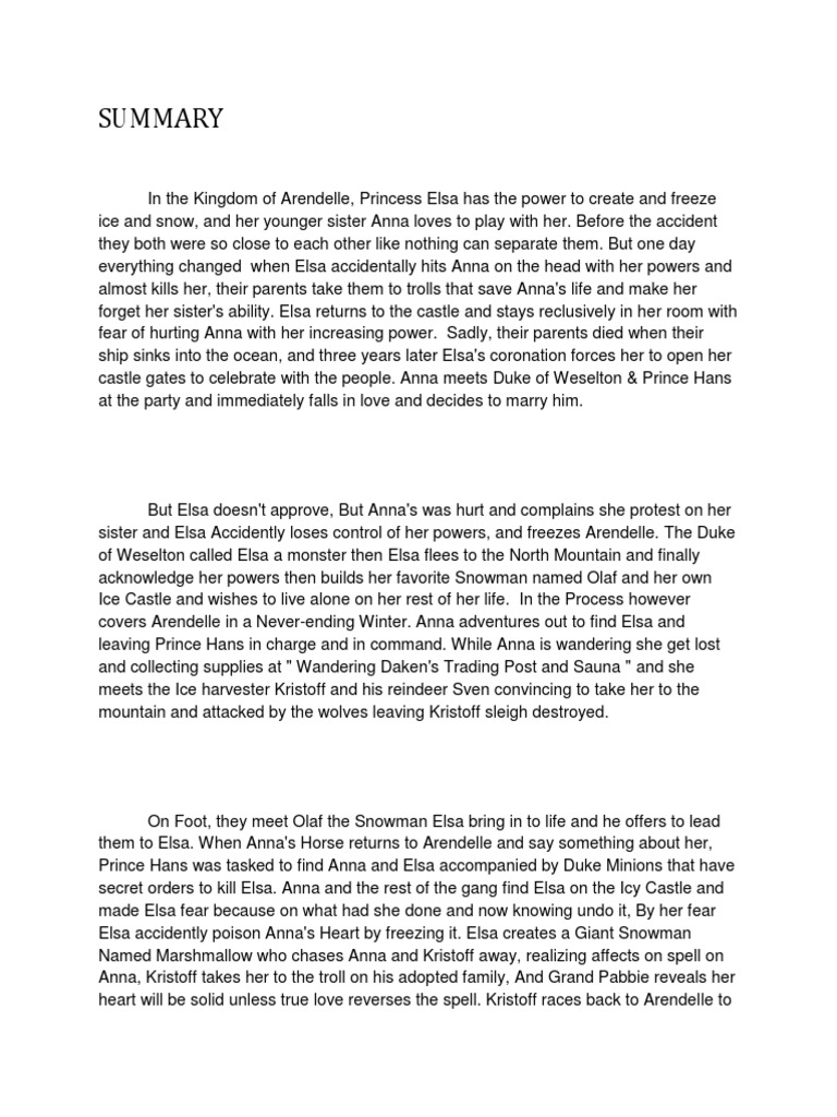 Frozen Movie Summary PDF