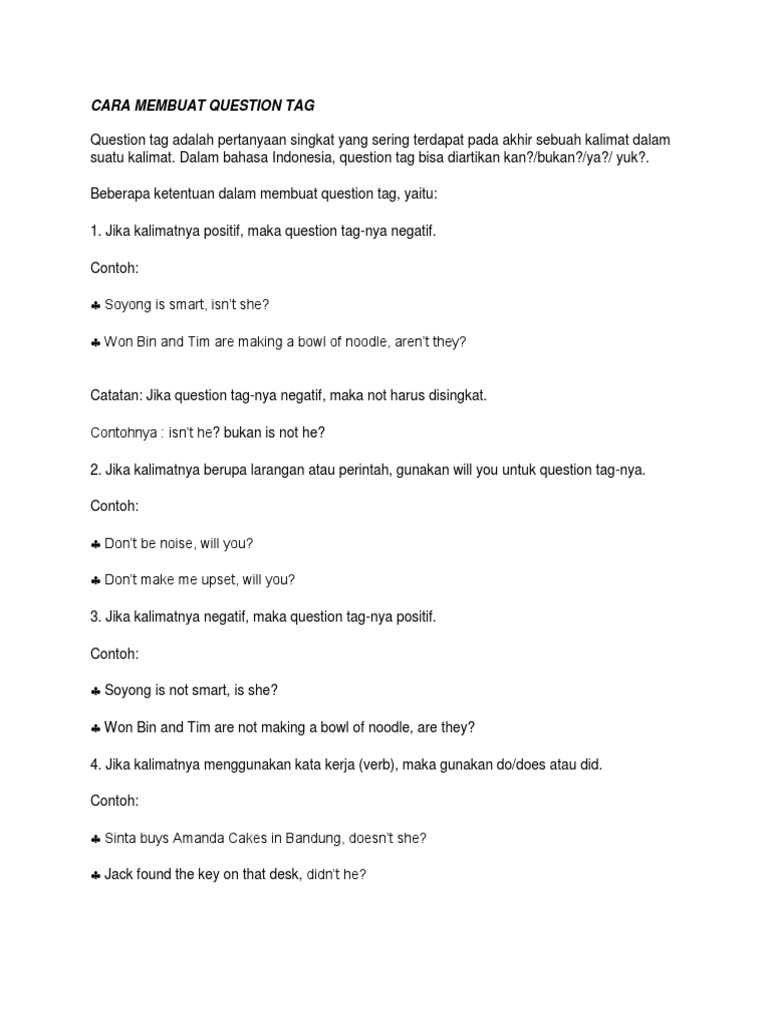 Cara Membuat Question Tag