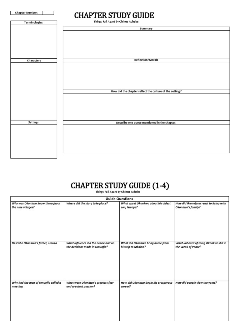 Things Fall Apart Study Guide | PDF | Foreign Language Studies