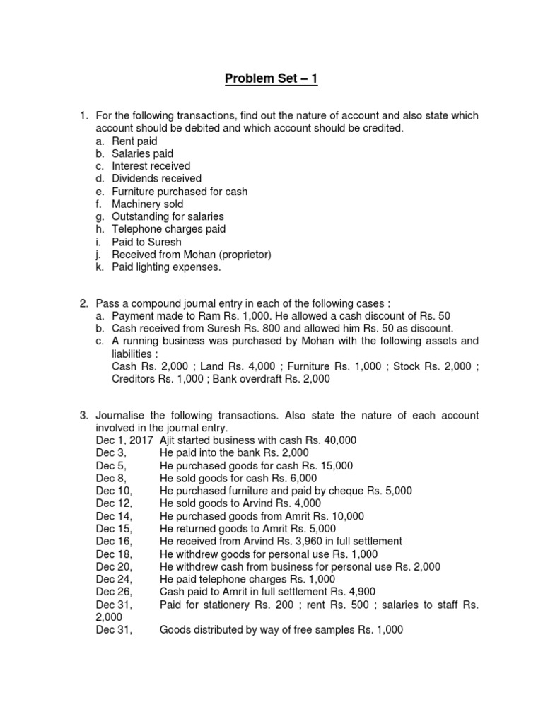 Problemset For Journal | PDF | Debits And Credits | Corporations