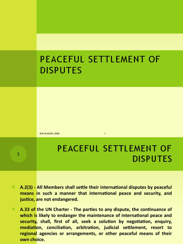 Peaceful Settlement of International Disputes | PDF | International Law ...