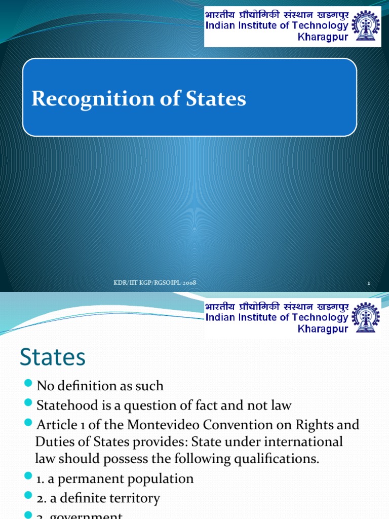 Recognition of States and the Montevideo Convention | PDF | Sovereign ...