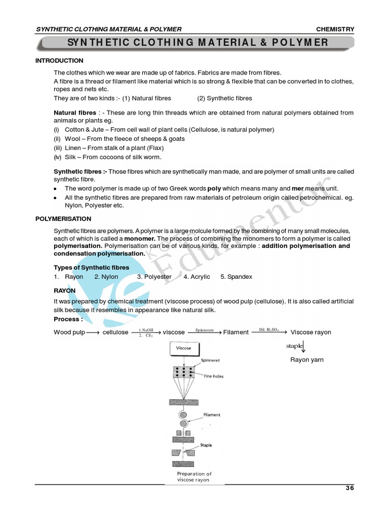 Synthetic Clothing Material & Polymer PDF Download Free PDF