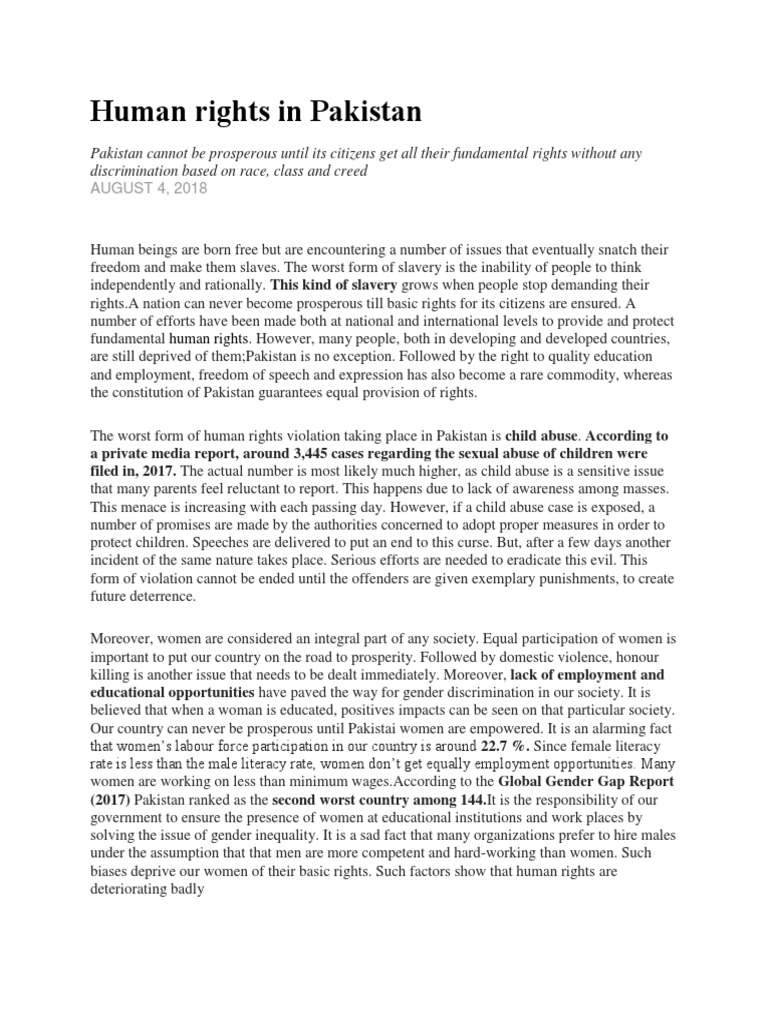 Human Rights in Pakistan | PDF | Gender Inequality | Gender Studies
