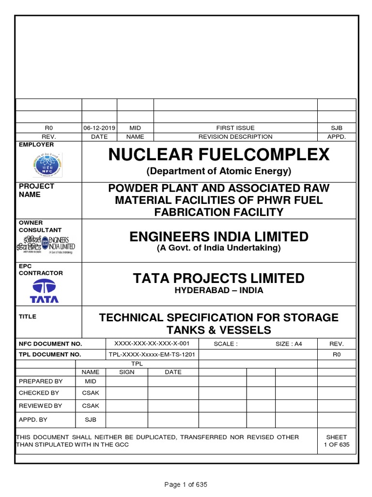 Technical Specification for Storage Tanks & Vessels.pdf Specification