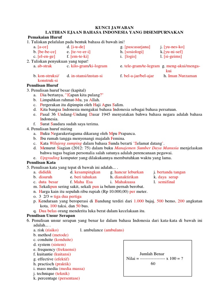 Kunci Jawaban LatihanEjaan PDF PDF