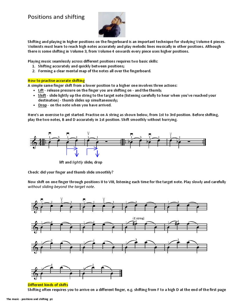 Positions and Shifting PDF | PDF | Violin | String Instruments