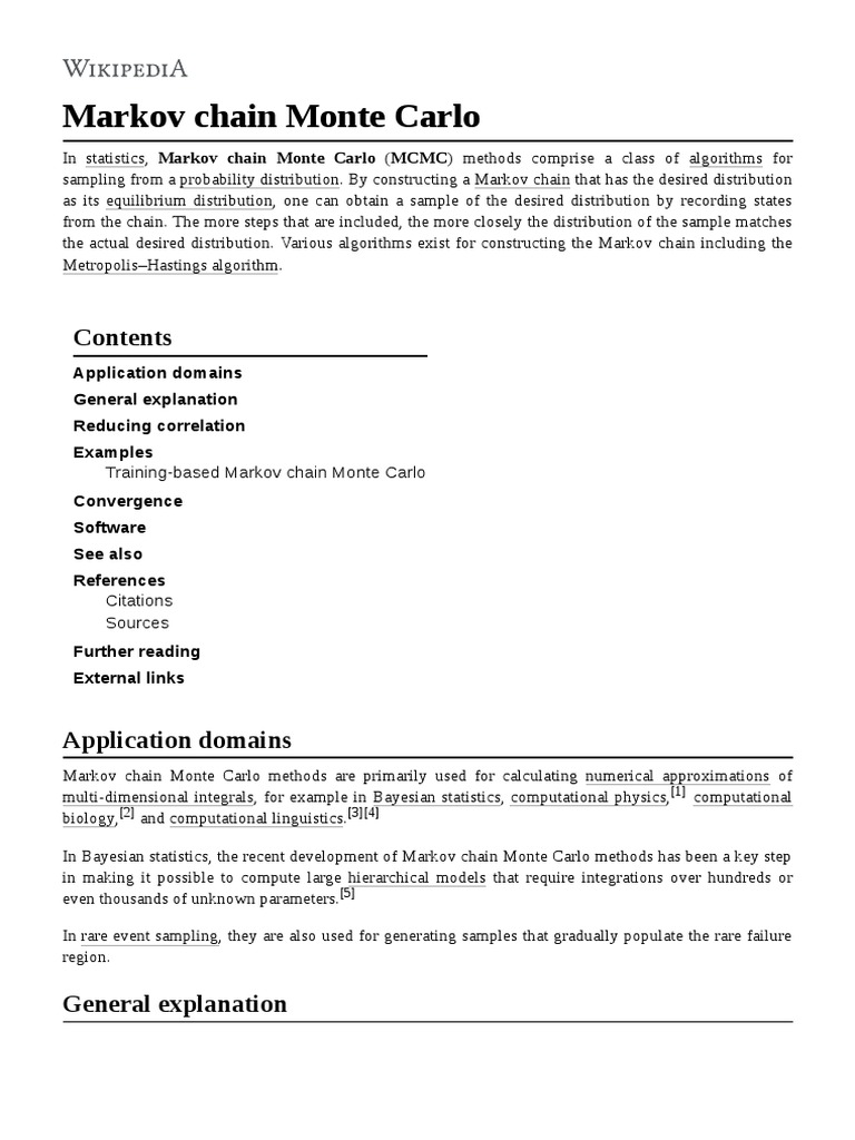 Markov Chain Monte Carlo | PDF | Monte Carlo Method | Statistical Theory