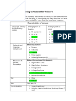 Sample Data Gathering Instrument For Trainee