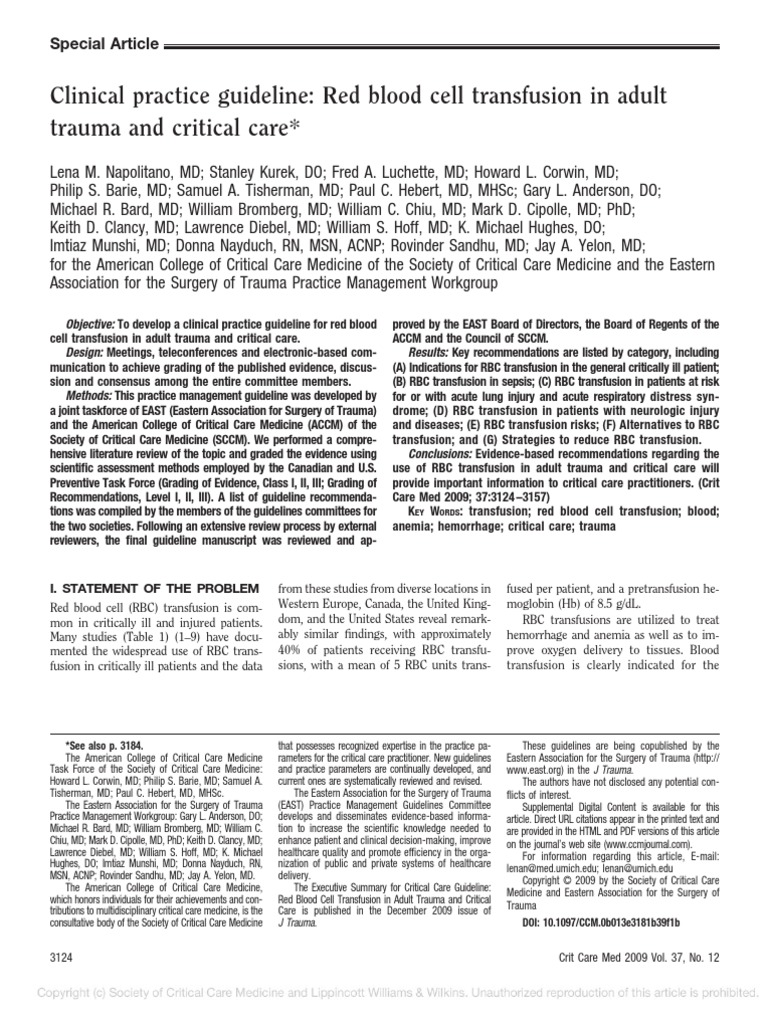 Blood Transfusion Guidelines | PDF | Blood Transfusion | Anemia