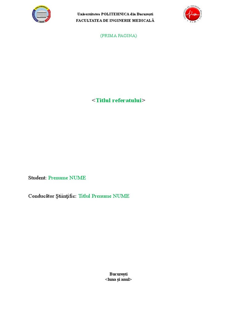 Model Redactare Referat | PDF
