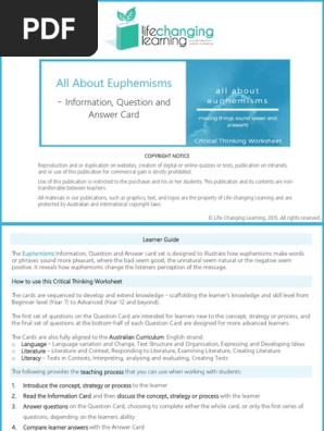euphemisms worksheet set pdf question learning