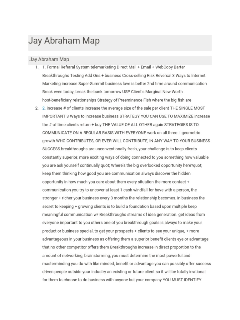 Jay Abraham 3 Ways To Grow A Business Pdf Pdf Sales Customer