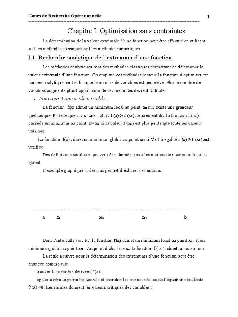 1 Optimisation Cours | PDF | Extremum | Fonction (Mathématiques)