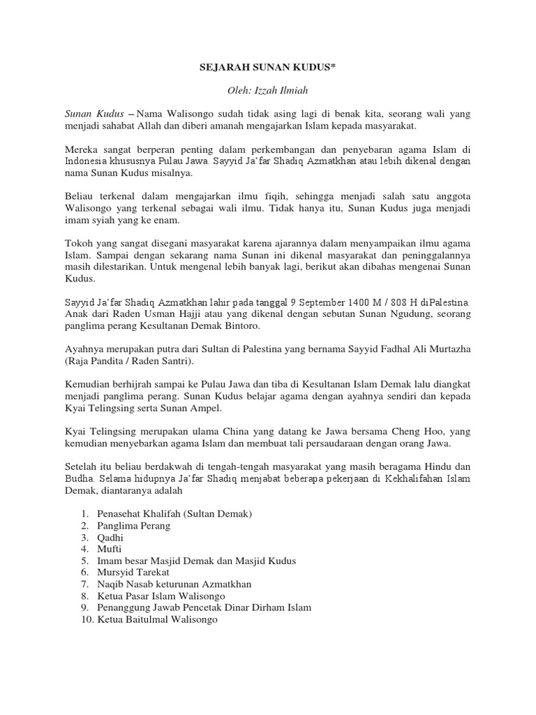 Sejarah Sunan Kudus Pdf