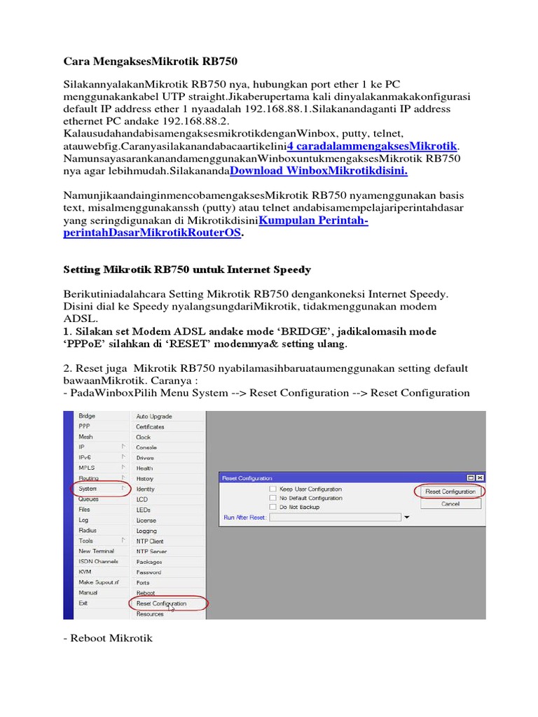 Cara Mengakses Dan Setting Mikrotik RB750 | PDF | Teknologi & Rekayasa