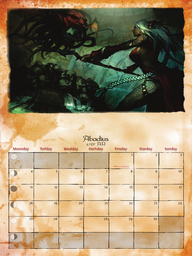 Golarion Calendar PDF | PDF | Technical Factors Of Astrology | Astrometry