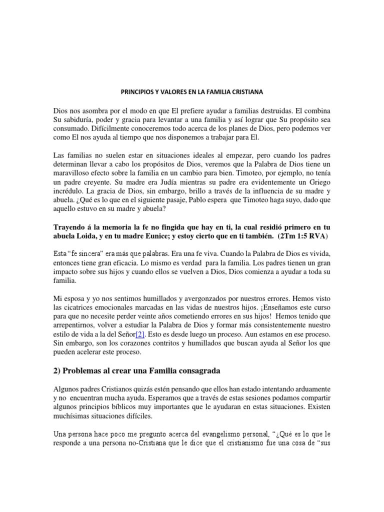 Principios y Valores en La Familia Cristiana | PDF | Fe | Amor