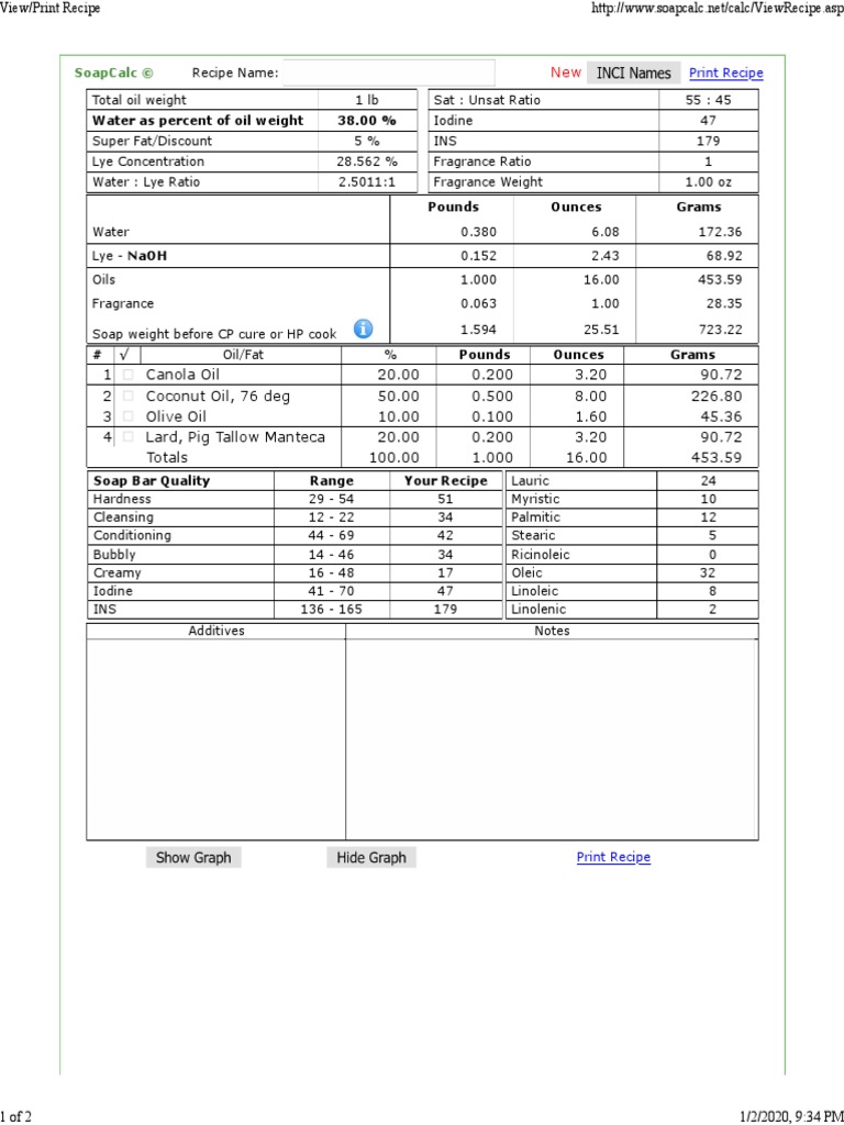 Soap Recipe PDF Soap Organic Compounds