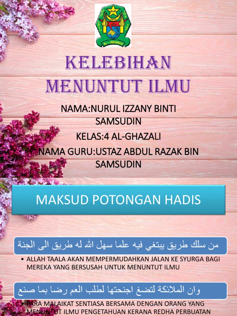 hadis kelebihan menuntut ilmu