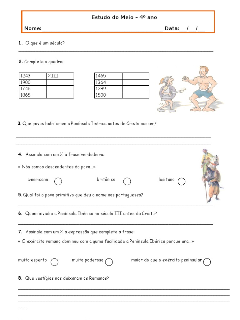 ficha sobre o século e os primeiros povos Península Ibérica Tumultos