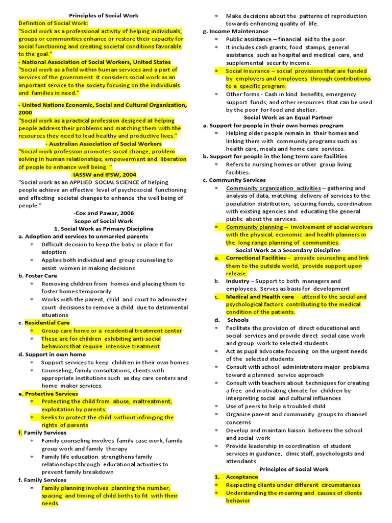 Principles of Social Work Explained | PDF | Social Work | Naturalization