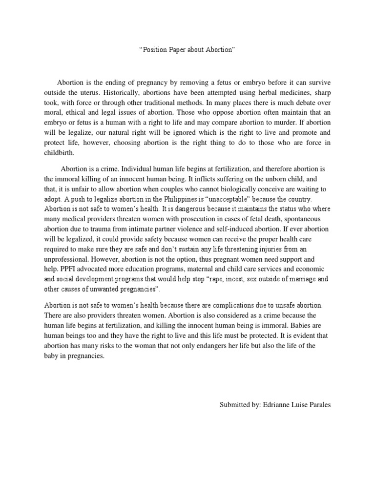 Abortion Position Paper in the Philippines | PDF | Abortion | Pregnancy
