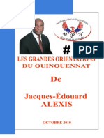 Les Grandes Orientations Du Quinquennat de Jacques-Edouard ALEXIS