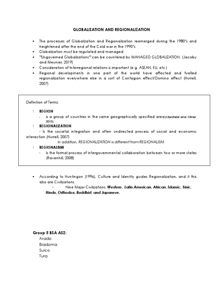 Understanding Globalization and Regionalization | PDF